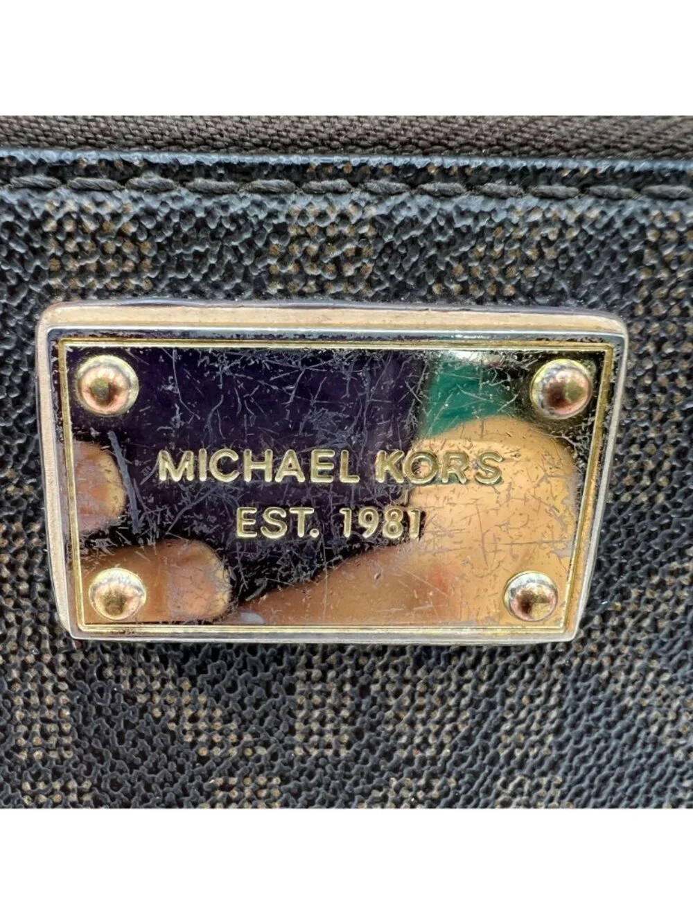 Michael Kors Brown Logo Zip-Around Wallet With Gold-Tone Hardware - Picture 2 of 7